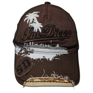 San Diego Slideback 5 Panel Cap Brown OS Adjustable Embroidered Strand Headwear